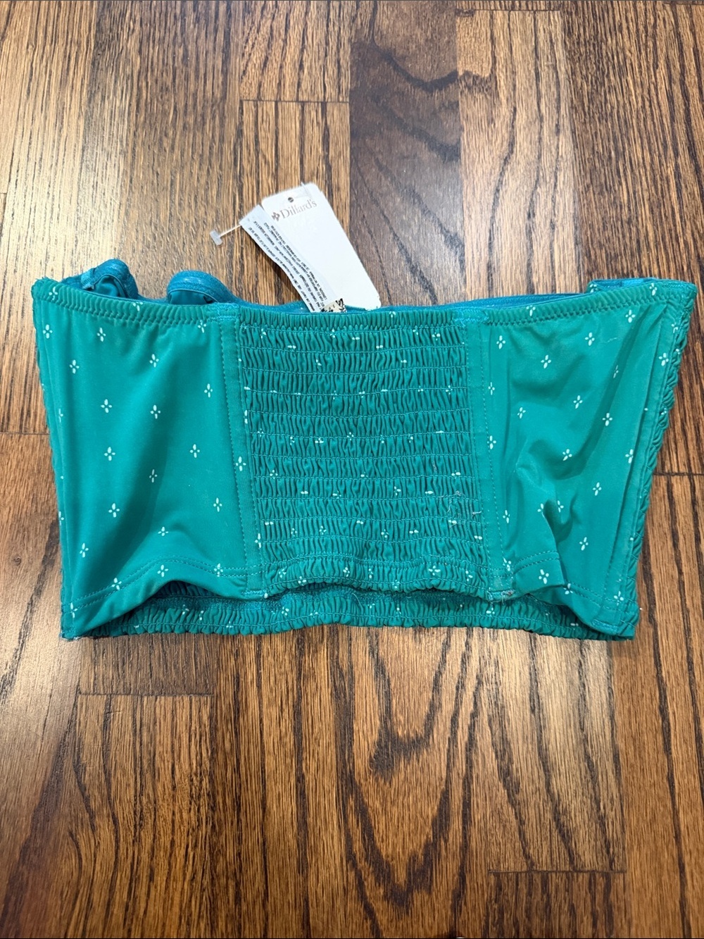 NWT Free People Teal Smocked Bikini Strapless Bralette Cami & Thong Set - Picture 4 of 8